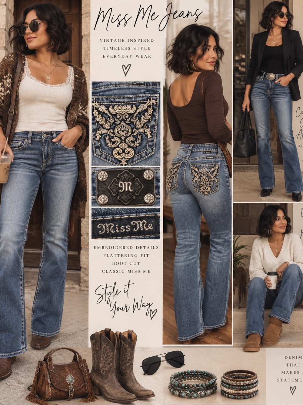 Miss Me Jeans 27 Bootcut Embroidered Rhinestone Y2K Western Low Rise Denim